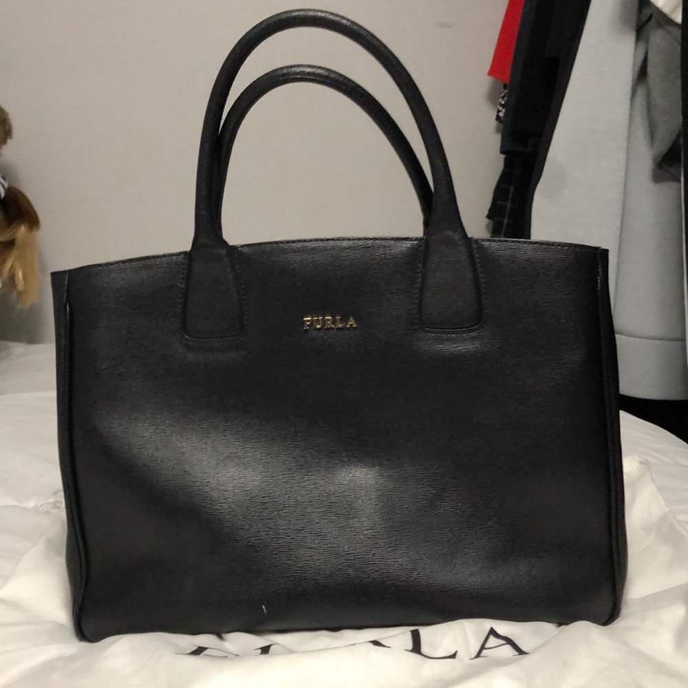 Genuine Leather Furla Black Handbag